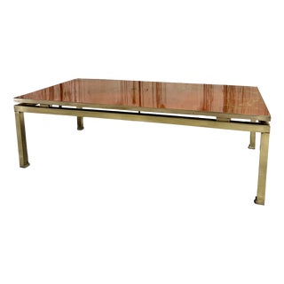 Vintage Coffee Table with Lacquered Effect Top by Guy Lefèvre for Maison Jansen, 1970 For Sale