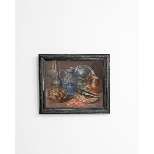 Mid 20th Century Mid 20th Century Belgium Black Wood Painting For Sale - Image 5 of 15