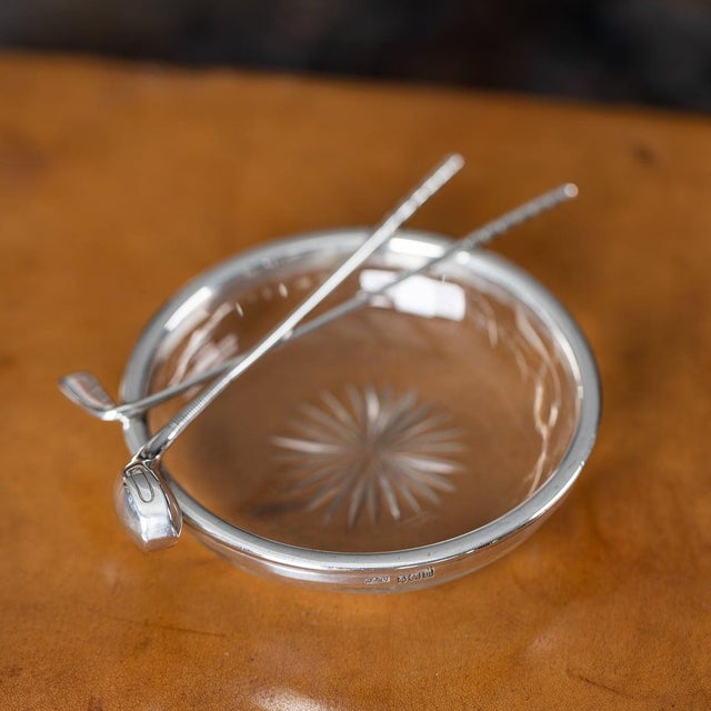 Antique English Silver and Cut Glass Golf Theme Ashtray, 1911 For Sale - Image 11 of 12