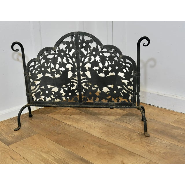 Gothic Pierced Wrought Iron Fire Screen For Sale - Image 4 of 8