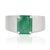 Contemporary Contemporary Wide Band Octagon 2.74 Ct Green Emerald Statement Signet Ring in Silver Size 5 For Sale - Image 3 of 15