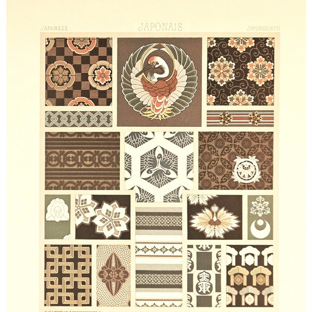 C1880 Set of 2-French Design L Ithographs-Japanese Textiles For Sale In New York - Image 6 of 7