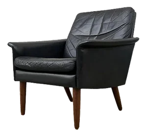 Danish Modern Black Leather Lounge Chair by Hans Olsen for CS Mobelfabrik, 1960s