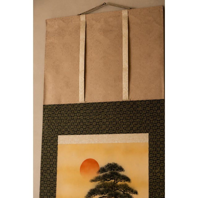 Vintage Japanese Kakejiku Hanging Scroll With Cranes, Turtles, Pine and Plum Blossoms For Sale - Image 4 of 8