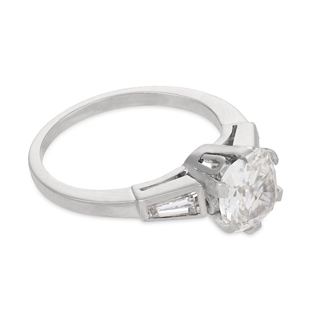 Mid Century Gia 1.15 Carat Old Mine Cut Diamond Platinum Engagement Ring, Size 4.5 For Sale - Image 4 of 8