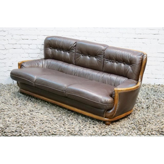 Animal Skin Arts & Crafts Style Leather Sofa, 1950s For Sale - Image 7 of 18