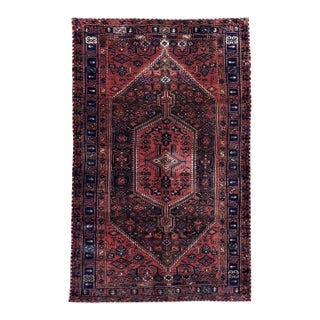 Antique Persian Hamedan Hand-Knotted Rug 5'0" X 9'7" For Sale