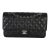 Black Quilted Caviar Medium Classic Double Flap Handbag For Sale