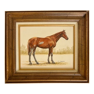 Late 20th C. Signed "Thoroughbred" Horse Hand-Painted Serigraph by Carson For Sale