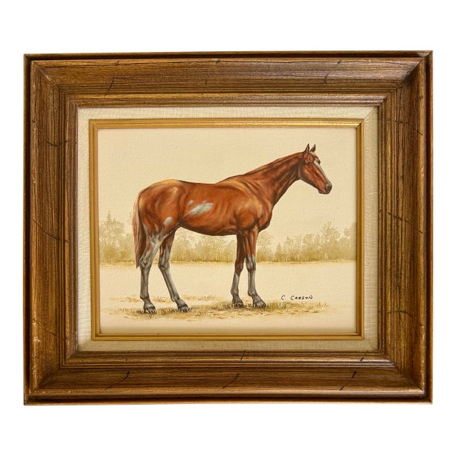 Late 20th C. Signed "Thoroughbred" Horse Hand-Painted Serigraph by Carson For Sale