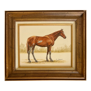 Late 20th C. Signed "Thoroughbred" Horse Hand-Painted Serigraph by Carson