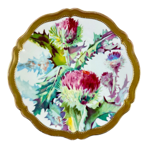 Royal Austria Porcelain Hand Painted Thistle Wall Plate, Signed