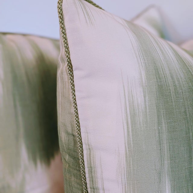 Not Yet Made - Made To Order Pierre Frey La Grandiere in Topiaire Green Lumbar Pillows With Cord- Pair For Sale - Image 5 of 7