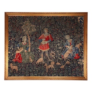 Framed Tapestry with Medieval Motif For Sale