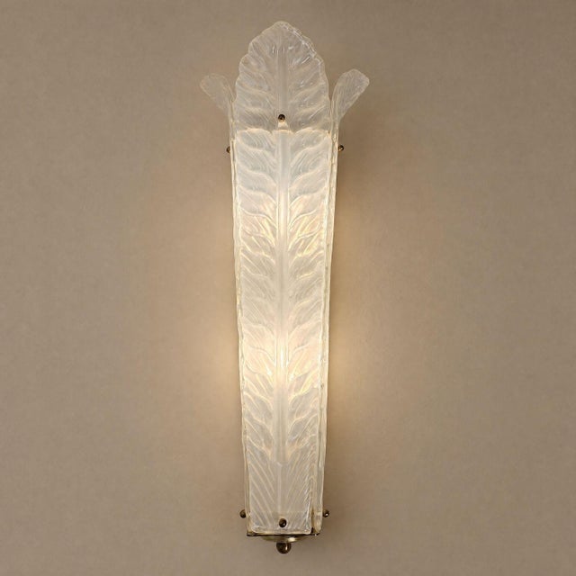 Barovier & Toso 1970s Mid-Century Modern White Murano Glass Vanity Sconces - a Pair For Sale - Image 4 of 10