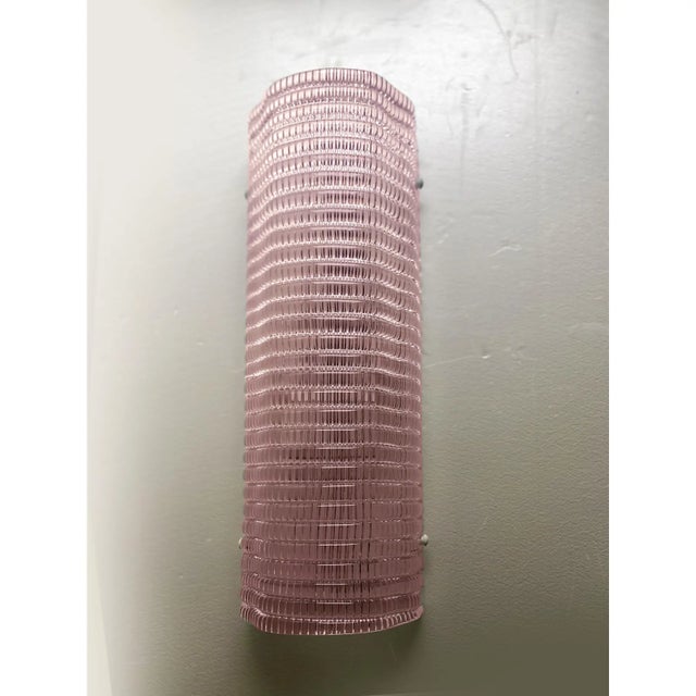 Contemporary Diamanted Pink Rectangular Murano Glass Wall - Set of Two For Sale - Image 3 of 6