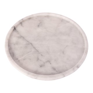Artifacts Trading Company Decorative Round Marble Tray in White For Sale