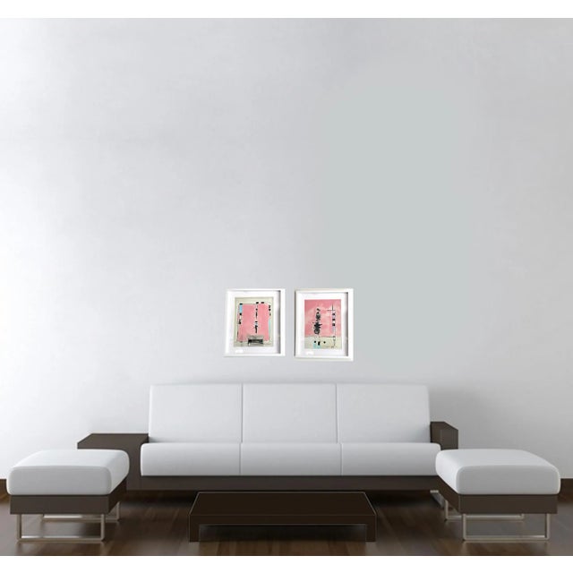 2020s Popcorn. I Framed Pink Abstract Painting For Sale - Image 5 of 5