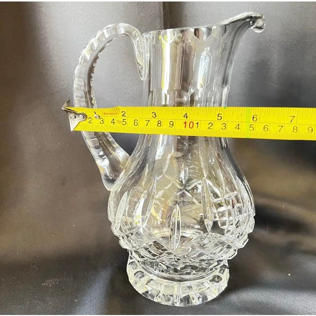 English Vintage Cut Crystal Vase Vessel Pitcher, Hobstar & Starburst Pattern For Sale - Image 3 of 10