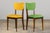 Mid Century Modern French Oak Dining Chairs in Rainbow Vinyl - Set of 6 For Sale - Image 16 of 18