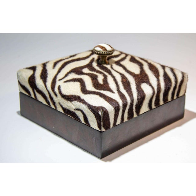 Maitland Smith Zebra Design Decorative Box, Leather, 1980s, Philippines For Sale - Image 13 of 16