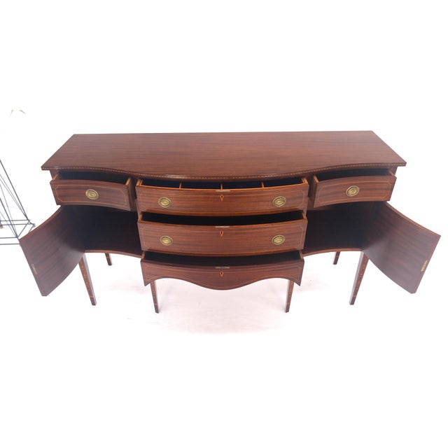 Serpentine Front Federal 6' Long Inlaid Mahogany Sideboard Credenza Console MINT
