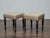 Pair of 19th Century English Oak Stools with Custom Linen Upholstery For Sale - Image 9 of 11