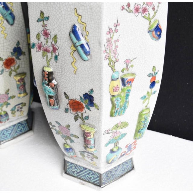 Chinese Qianlong Ceramic and Porcelain Pottery Vases, China, Set of 2 For Sale - Image 5 of 9