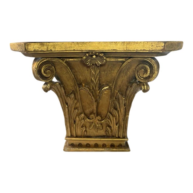 Contemporary Wood Capital With Marble Top For Sale