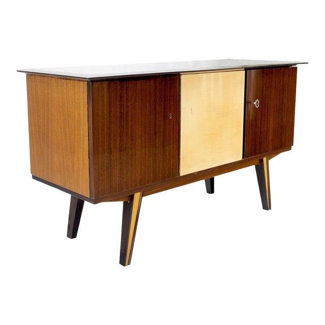 German Art Deco Mid-Century Modern High Gloss 3 Door Petit Credenza Chest For Sale