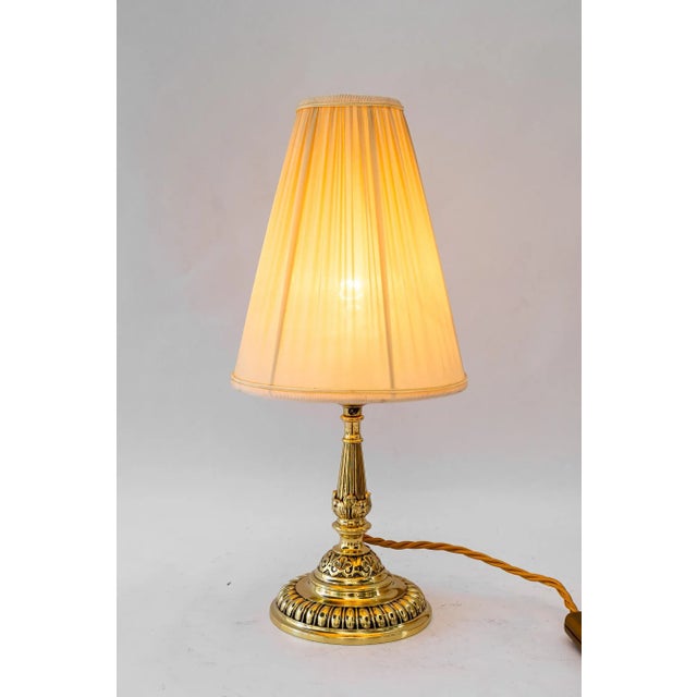 Historistic Brass Table Lamp with Fabric Shade, Vienna, 1890s For Sale - Image 15 of 18
