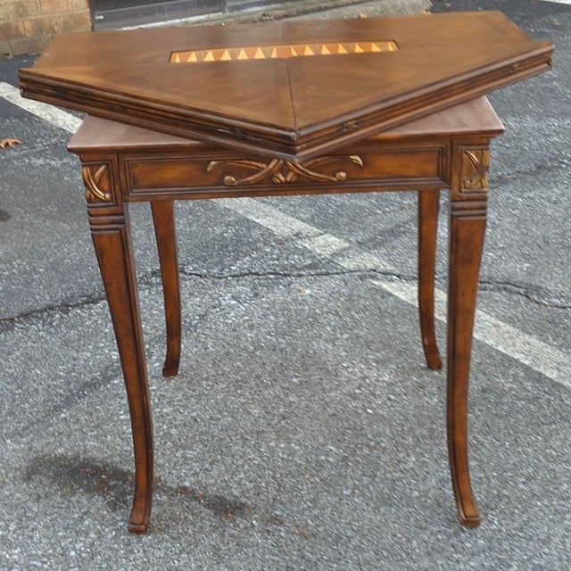 Late 20th Century Neoclassical Style Mahogany Handkerchief Envelope Games Table For Sale - Image 11 of 14