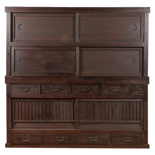 Japanese Taishō Period Early 20th Century Kiri Wood Mizuya Dansu Kitchen Cabinet For Sale - Image 13 of 13