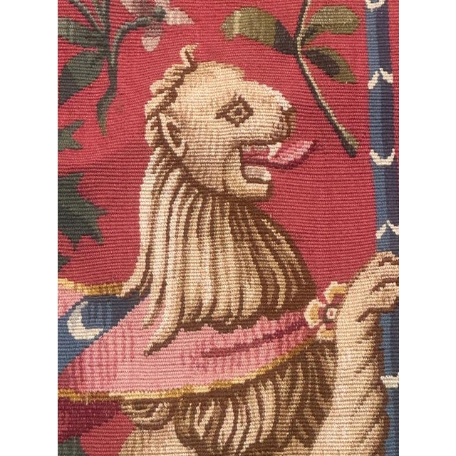 Red Mid-Century French Handwoven Wool Aubusson Tapestry, 1940s For Sale - Image 8 of 18