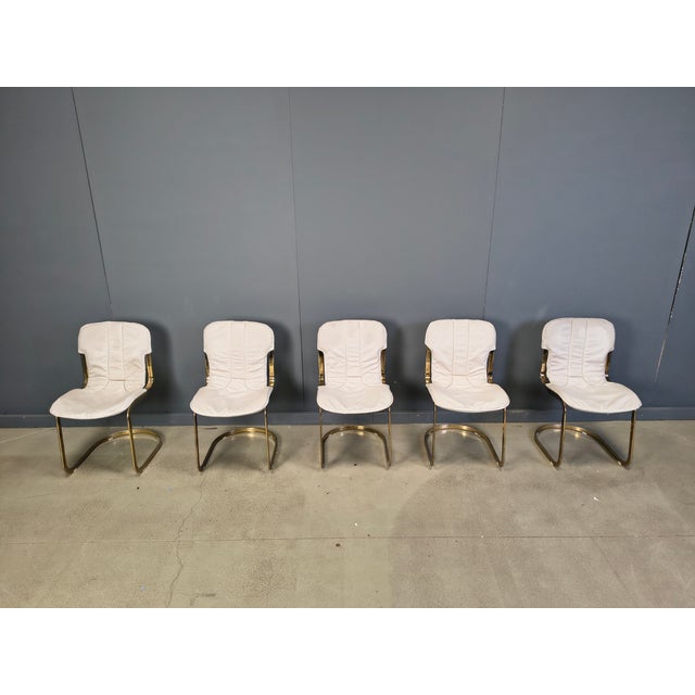 Italian Cantilever Dining Chairs from Cidue, 1970s, Set of 5 For Sale - Image 9 of 13