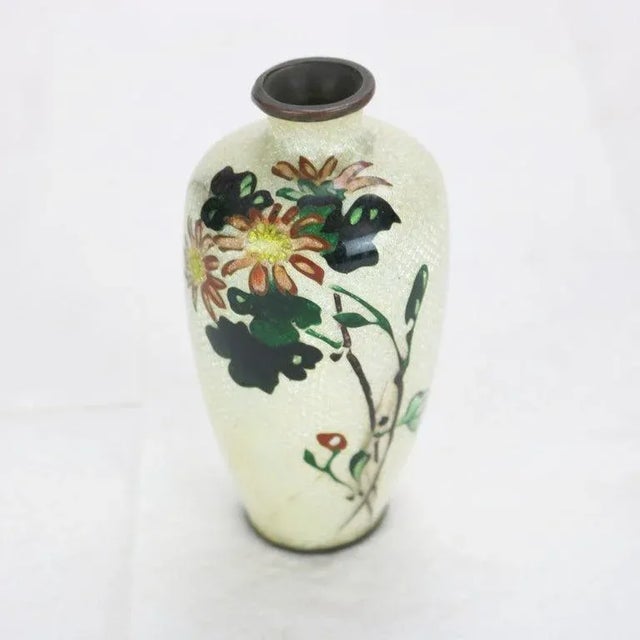 Traditional Antique Cloisonne Enameled Cabinet Vase With Flowers, Signed, Early 20thC For Sale - Image 3 of 6