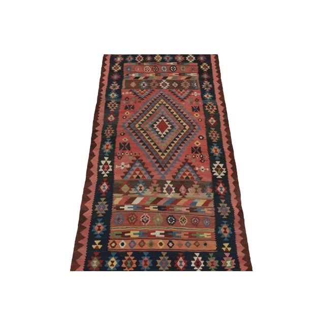 This vintage 5x10 Persian kilim is an especially rare tribal rug for its period—handwoven in wool circa 1950-1960. Further...