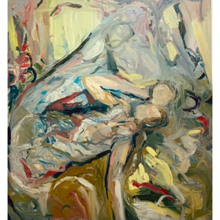 "Sleeping Under a Lemon Yellow Sky" Abstract Expressionist Oil Painting by Francesca Owen For Sale