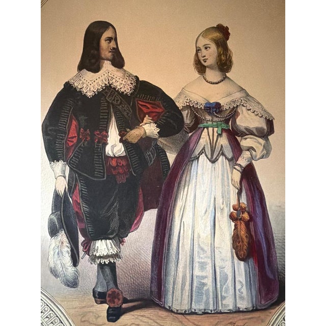 Louis XIII & Anne of Austria French Court Costume, 1847, Lithograph For Sale - Image 9 of 10