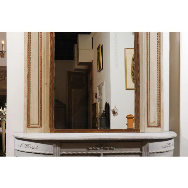 1860s Parisian Louis XVI-Style Trumeau Mirror with Painted Musical Instruments For Sale - Image 11 of 12