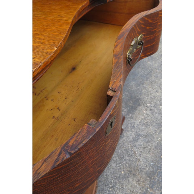 Early 20th Century Southern Furniture Early 1900s Tiger Oak Large Tall Serpentine Gentleman’s Chest With Mirror 5982 For Sale - Image 5 of 18