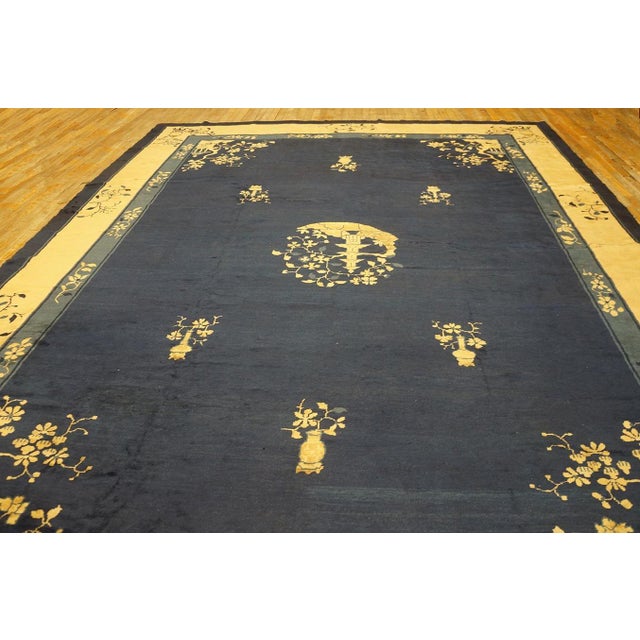 Late 19th Century Chinese Peking Carpet ( 10' x 13'4'' - 305 x 407 ) Antique Peking Chinese Floral, Medallion Beige, Blue...
