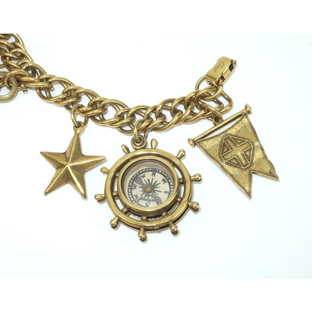 Mid 20th Century Coro Nautical Themed Gold Tone Charm Bracelet For Sale - Image 5 of 14