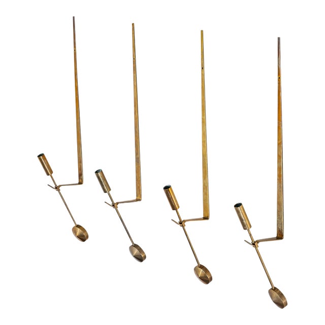 Set of Four Brass Wall Candle Holders Mod. 607 by Pierre Forssell for Skultuna, 1970s For Sale