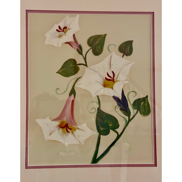 Textile Original Art, Morning Glories, Custom Framed Art Painted on Silk For Sale - Image 7 of 11