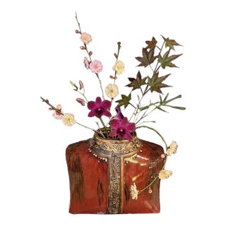 Vintage Asian Jacket Ceramic Vase in Oxblood Glaze For Sale