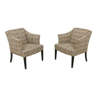 Pair Modern Design Newly Upholstered Club Chairs For Sale