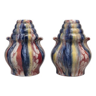 Glazed Ceramic Vases from Elgé, France, 1930-1950, Set of 2 For Sale