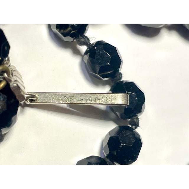 1930s Made in Austria Black Faceted Glass (French Jet) Three Strand Necklace For Sale In South Bend - Image 6 of 7