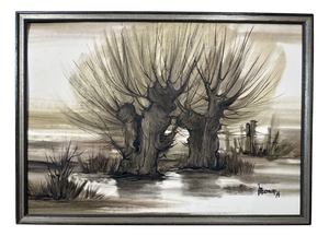Jacqueline (Jaklien) Moerman, Pollarded Willows, 1974, Mixed Media on Paper